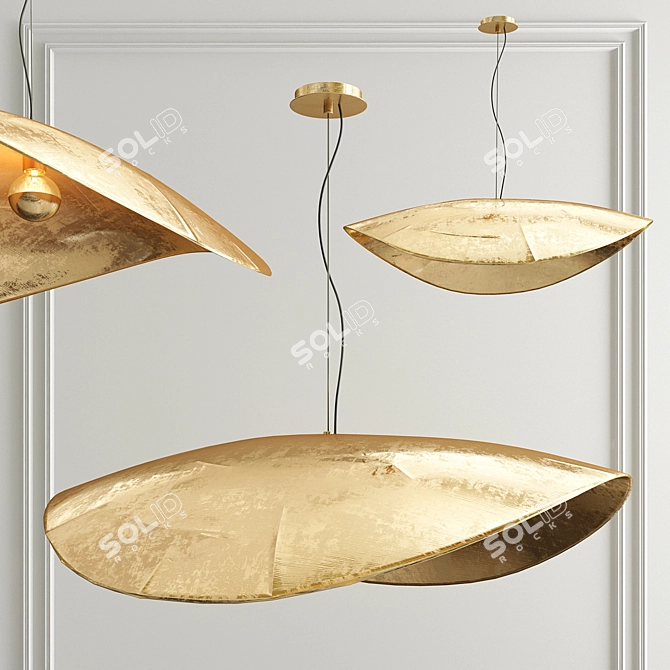 Elegant Brass Pendant Lighting 3D model image 1
