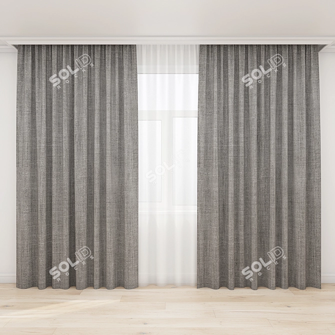 Elegant Polys Curtains Set 3D model image 1