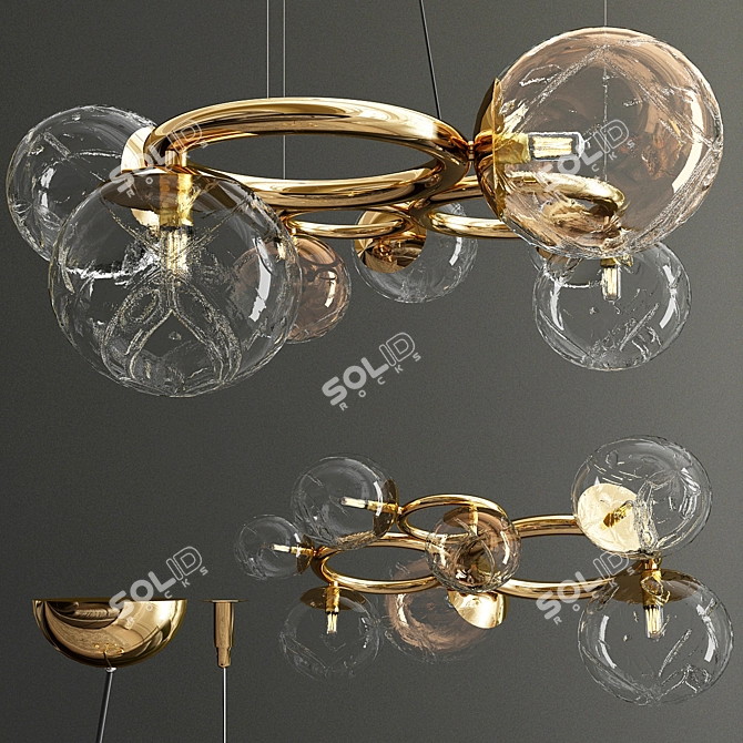 Sleek Glass & Metal Pendant Light 3D model image 1