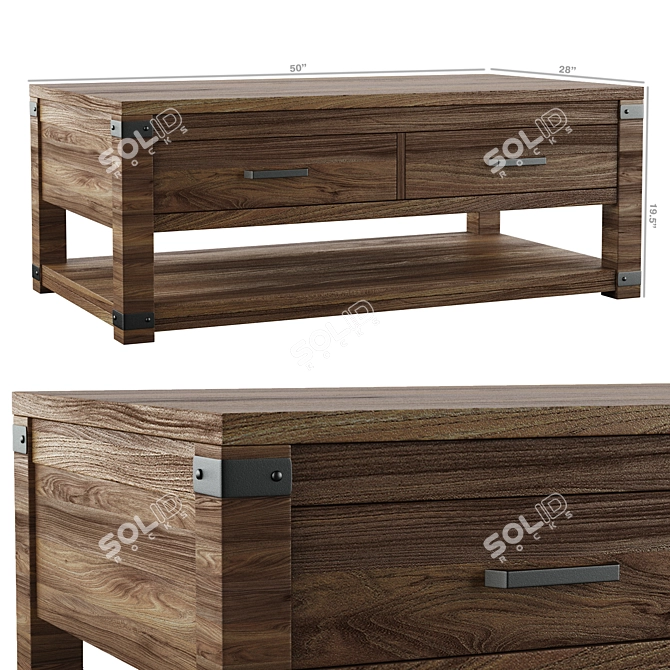 Title: High-Res Wood Table 3D model image 1