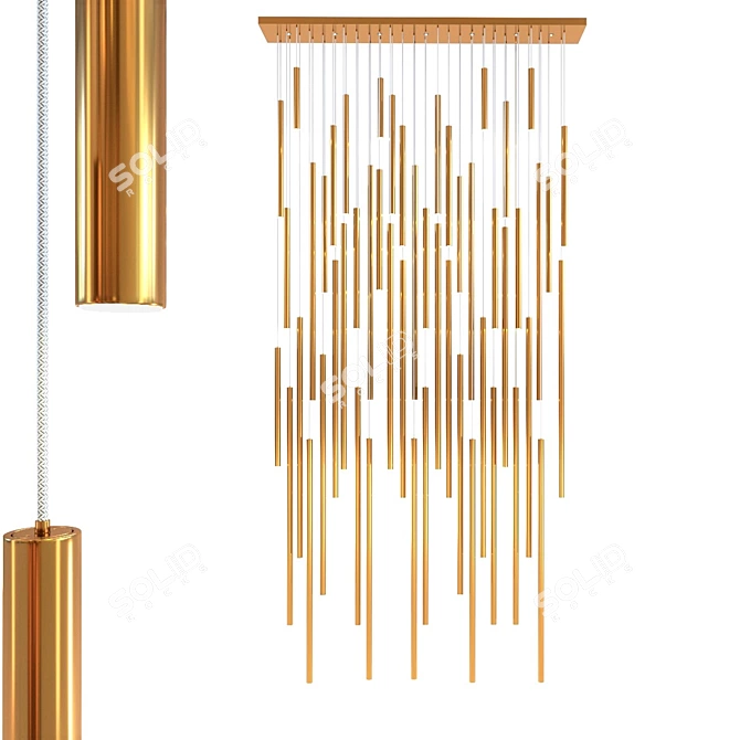 Brass LED Pendant: Vegas Deluxe 3D model image 1