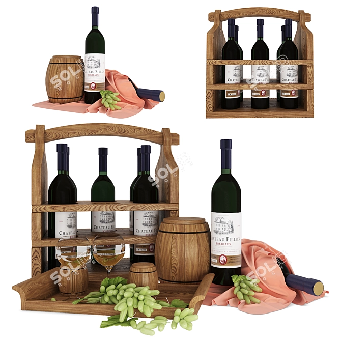 Title: Grapevine Wine Set 3D model image 1