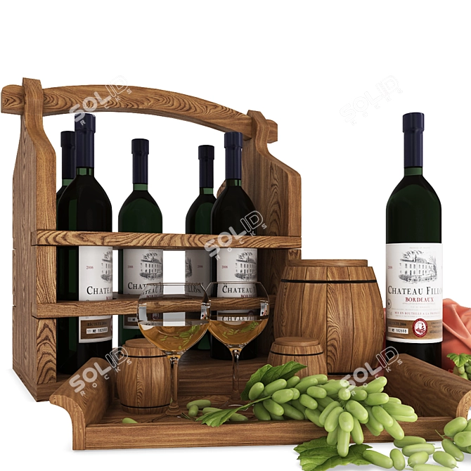 Title: Grapevine Wine Set 3D model image 2