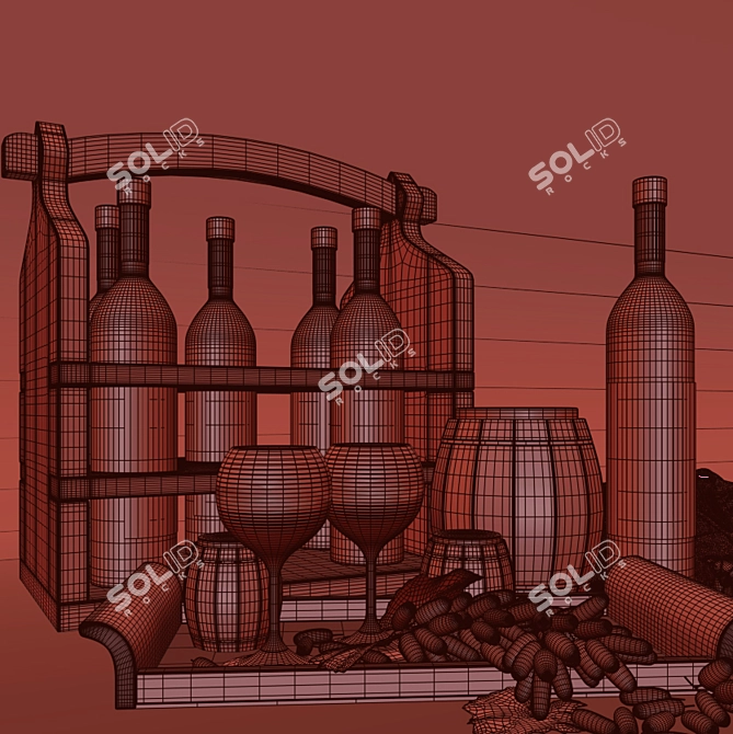 Title: Grapevine Wine Set 3D model image 3