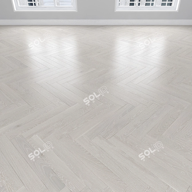 White Oak Parquet: Herringbone, Linear, Chevron 3D model image 2