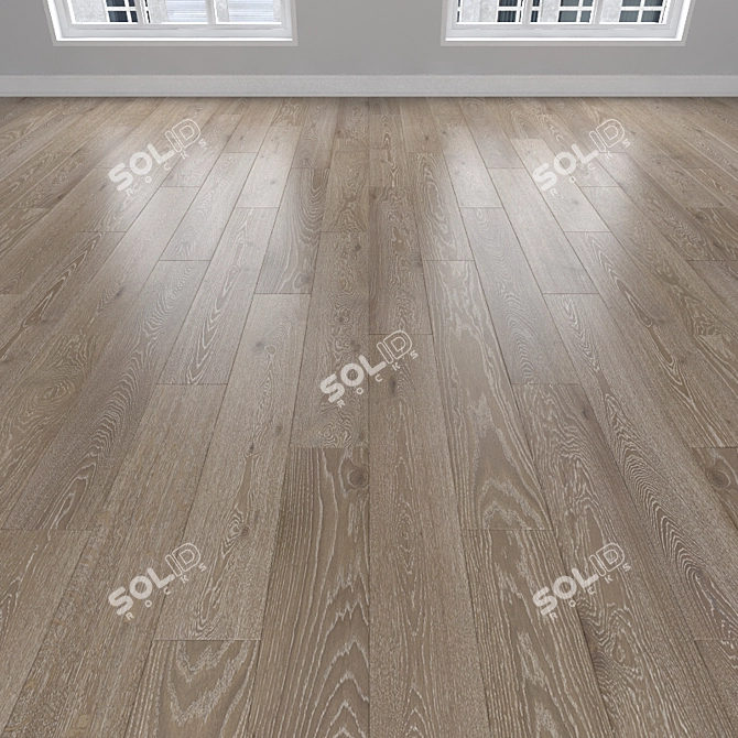 Oak Parquet Flooring: Herringbone, Linear, Chevron 3D model image 1