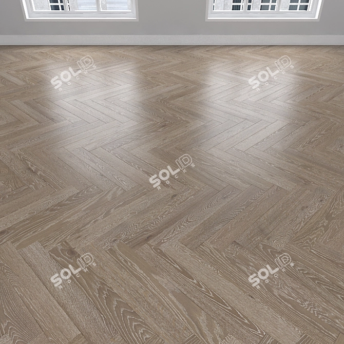 Oak Parquet Flooring: Herringbone, Linear, Chevron 3D model image 2