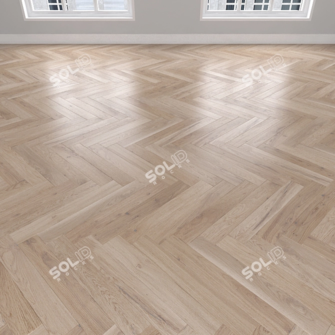 Oak Parquet Floors: Herringbone, Linear & Chevron 3D model image 2