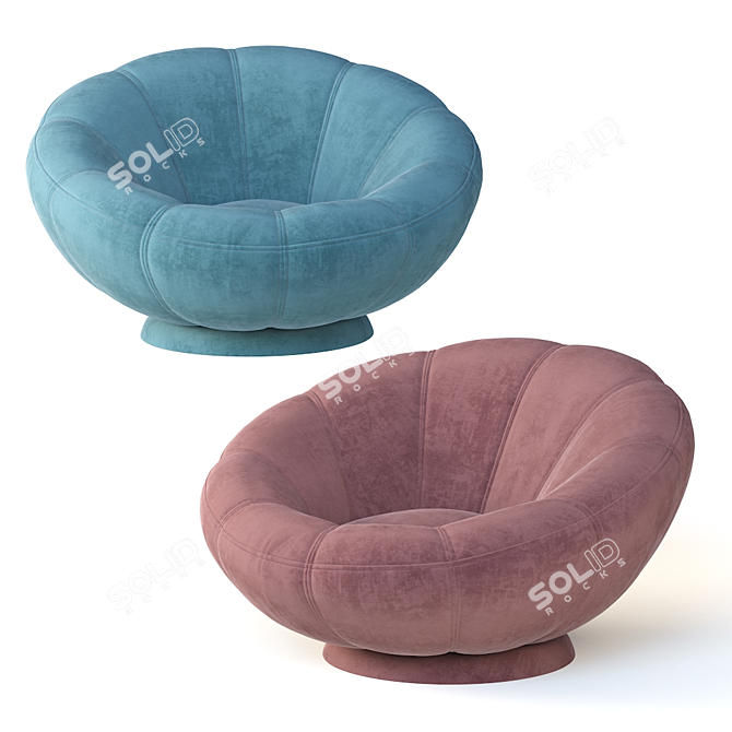 Elevate Your Space with Velvet Gray Swivel Chair 3D model image 1