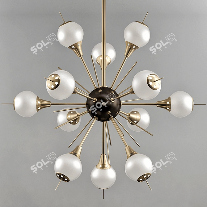 Elegant Sputnik Chandelier with White Glass Globes 3D model image 1