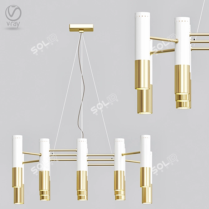 Golden Glow Chandelier 3D model image 1