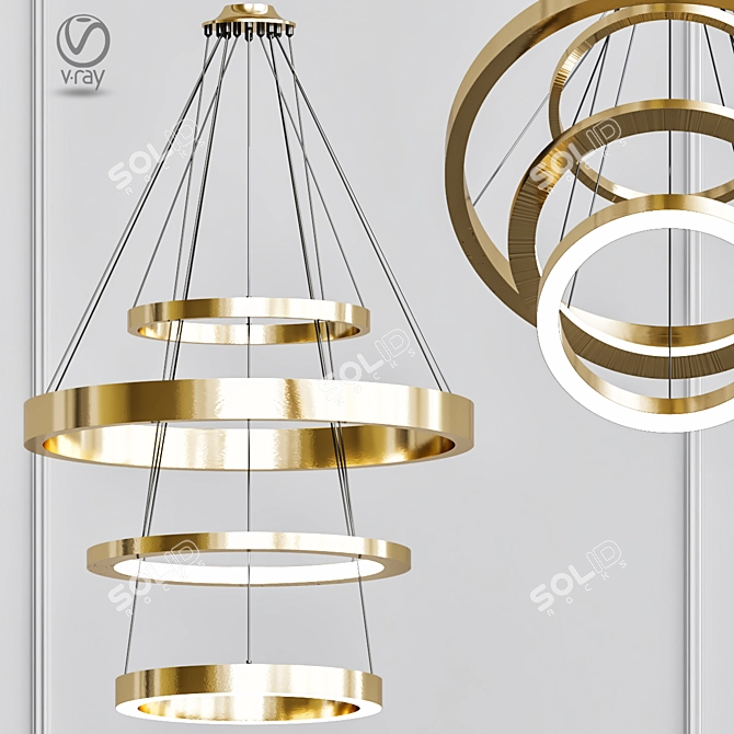 Elegant Ring Chandelier: Henge 3D model image 1