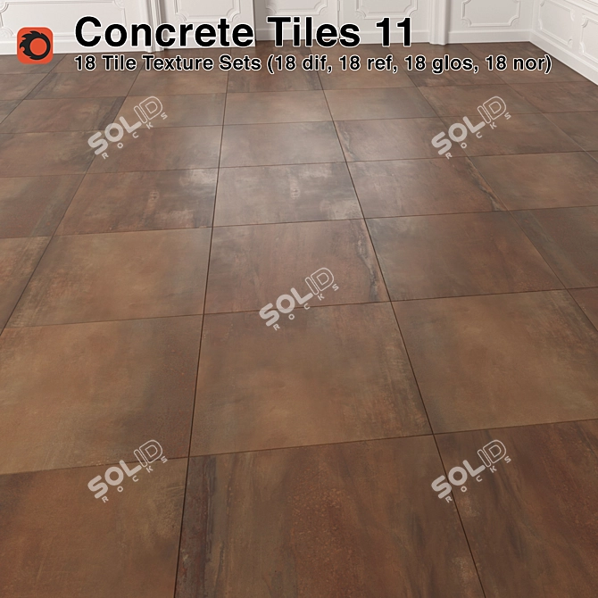 Premium Concrete Tiles - High-Quality, Ready-to-Use 3D model image 1