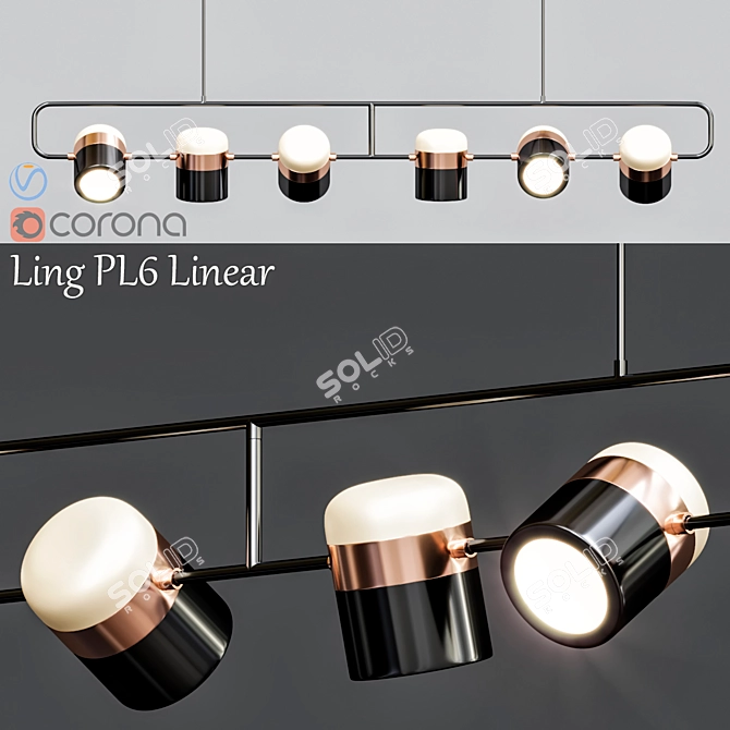 Sleek Ling PL6 Linear Pendant 3D model image 1