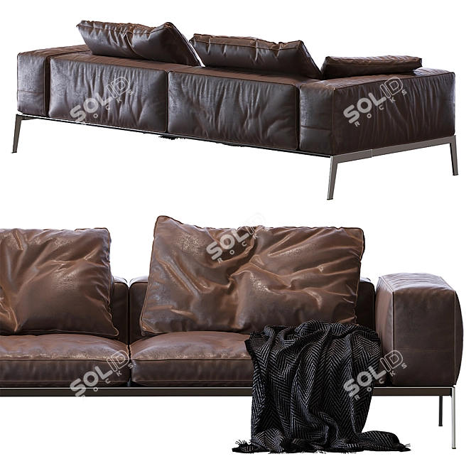 Lifesteel Flexform Sofa: Contemporary Comfort 3D model image 2
