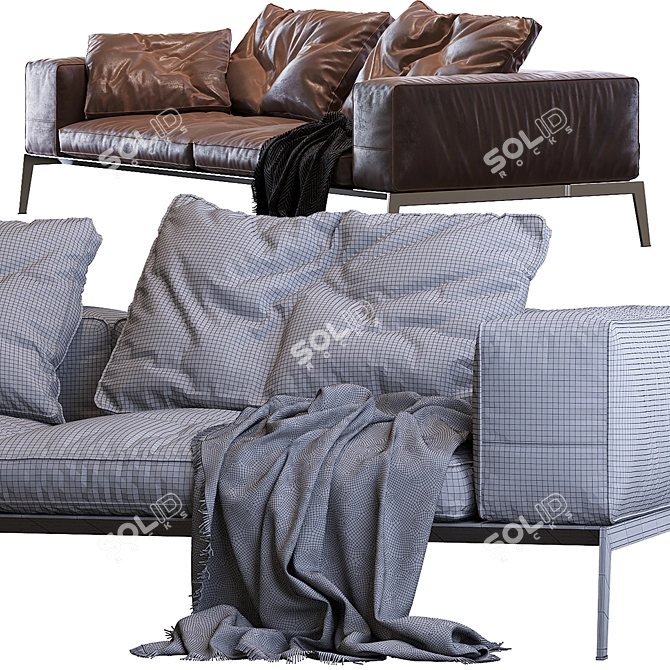 Lifesteel Flexform Sofa: Contemporary Comfort 3D model image 3
