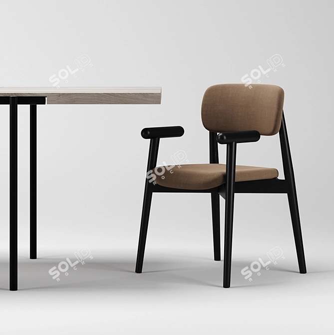 Modern Dining Set: MZPA Mild Chair & ROMP TE01 Table 3D model image 2