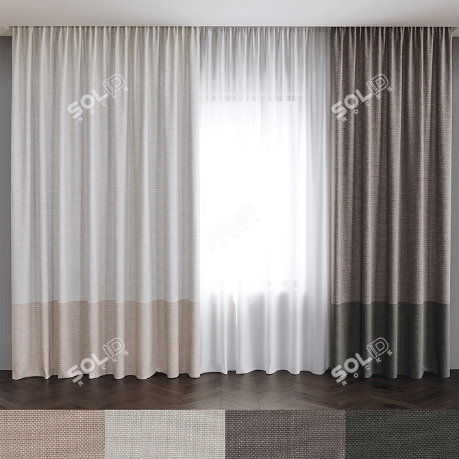 Elegant Mid Poly Corona Curtains 3D model image 1