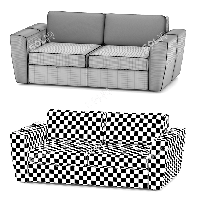 Modern 3-Seater Sofa - 187x100x89 cm 3D model image 3