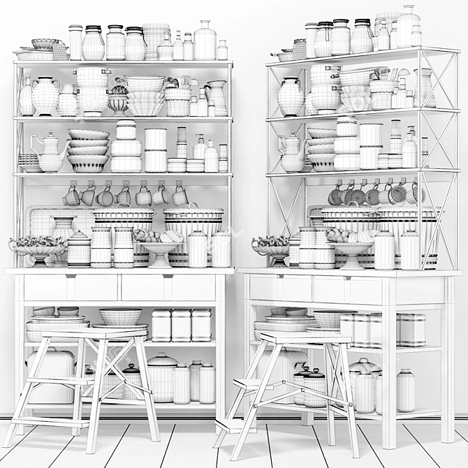 Kitchen Shelf Organizer 3D model image 2