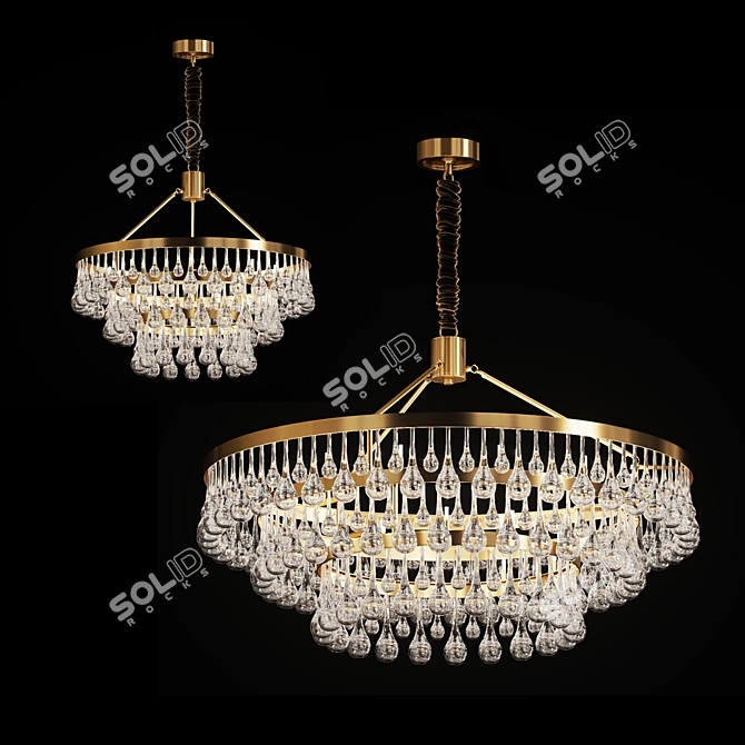 Elegant Glass Drop Chandelier 3D model image 1