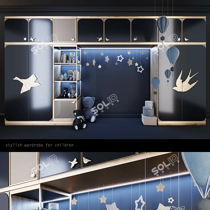 Custom Order Kids Room Wardrobe 3D model image 1