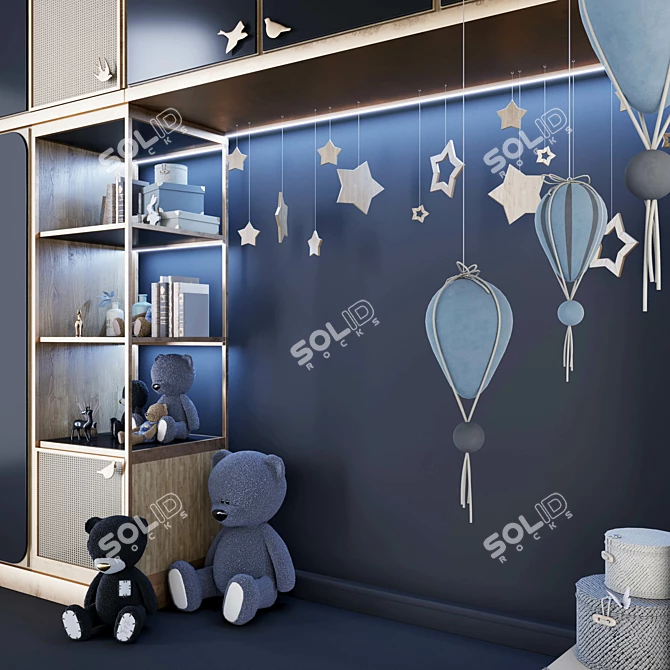 Custom Order Kids Room Wardrobe 3D model image 2