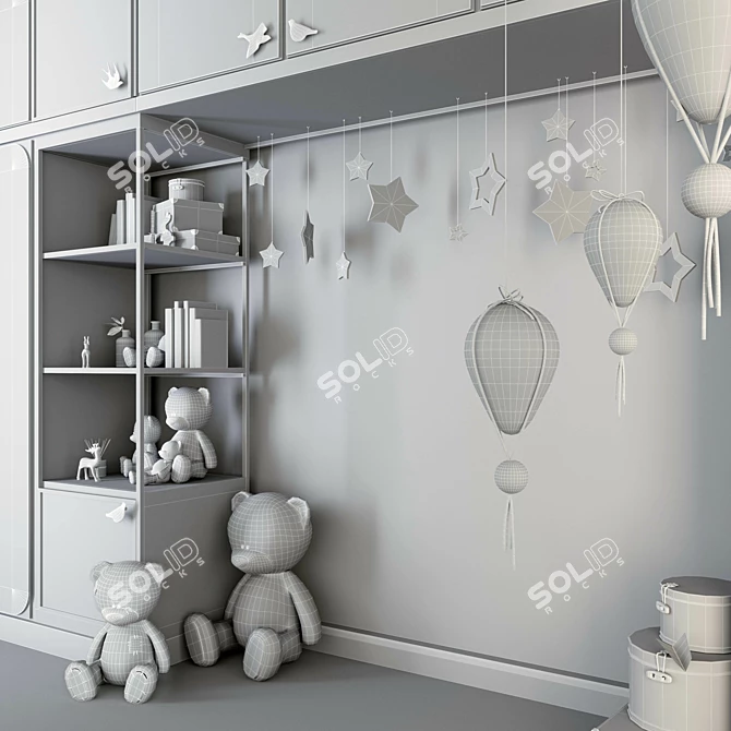 Custom Order Kids Room Wardrobe 3D model image 3