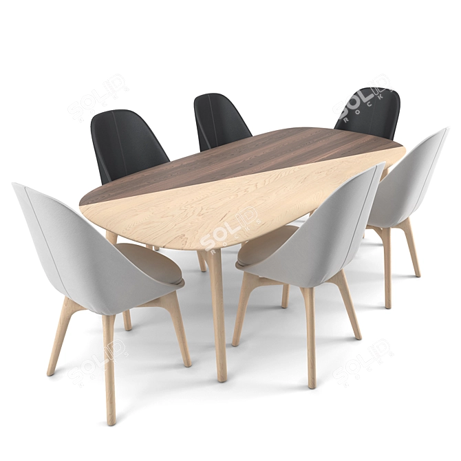 Elegant Solo Dining Set by Neri & Hu 3D model image 1