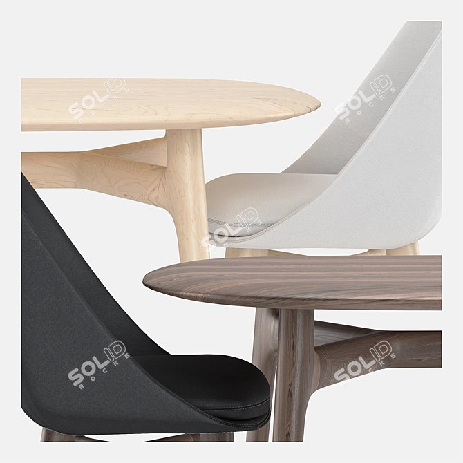 Elegant Solo Dining Set by Neri & Hu 3D model image 2