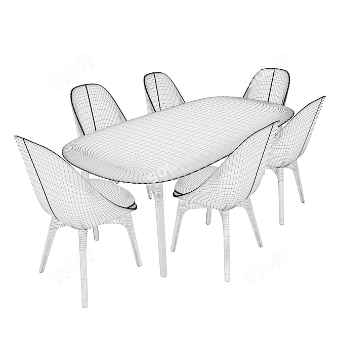 Elegant Solo Dining Set by Neri & Hu 3D model image 3