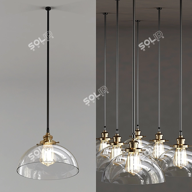 Clear Dome Pendant in Nickel Finish 3D model image 1