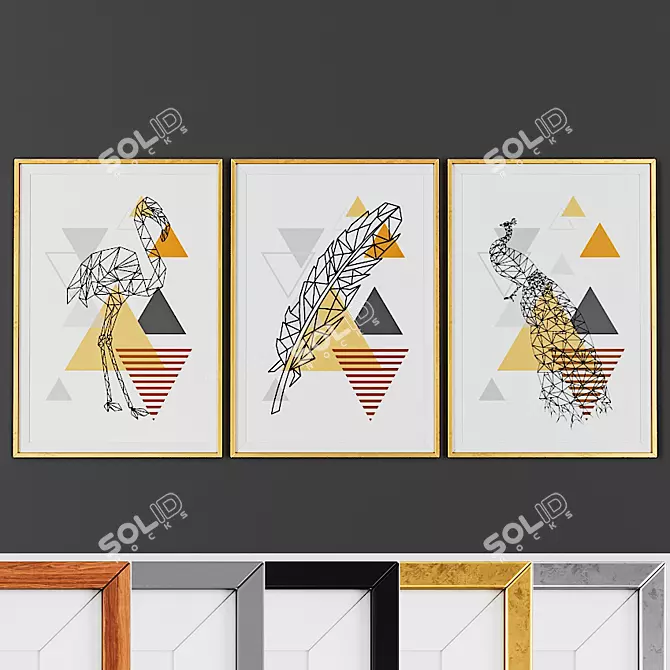 Geometric Abstract Picture Frame Set 3D model image 1