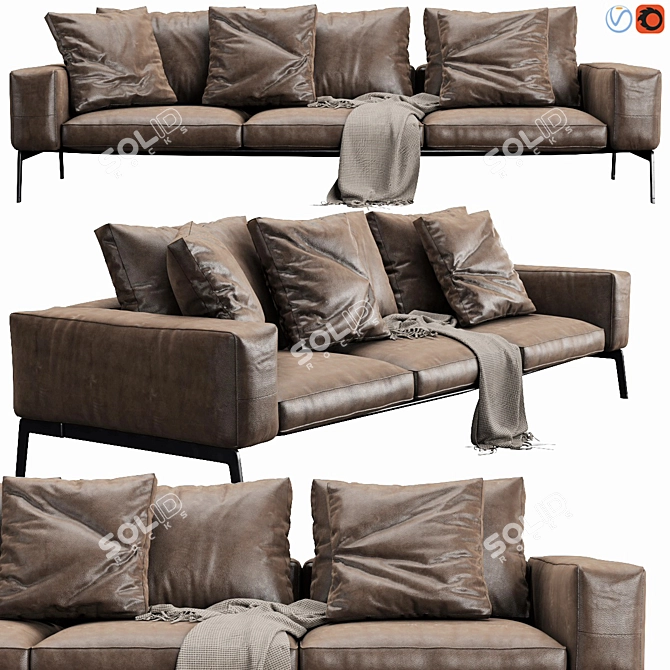 Modern Flexform Lifesteel Sofa 3D model image 1