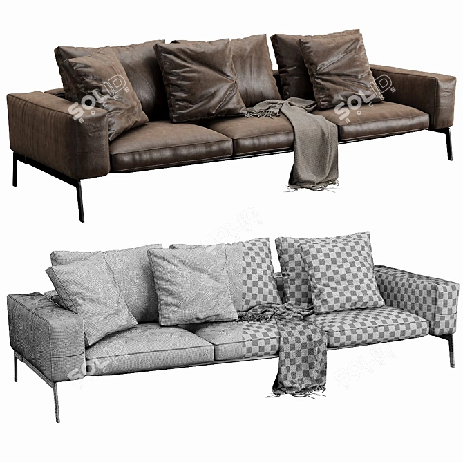 Modern Flexform Lifesteel Sofa 3D model image 3