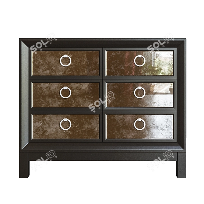 Elegant Mirrored Chest for Living Room 3D model image 1