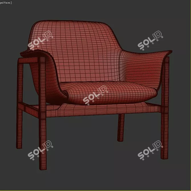 Elegant Miller Arm Chair 3D model image 3