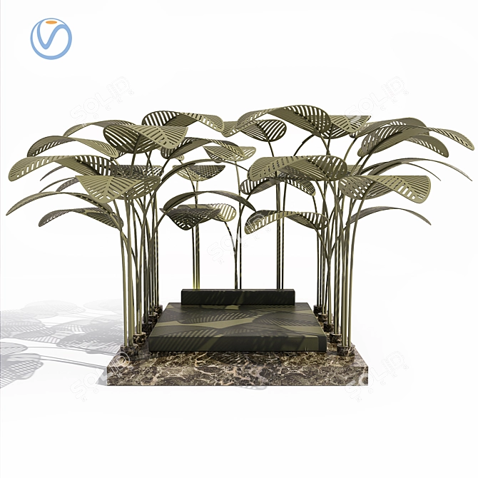 Marble Oasis: Refuge Outdoor Bed 3D model image 1