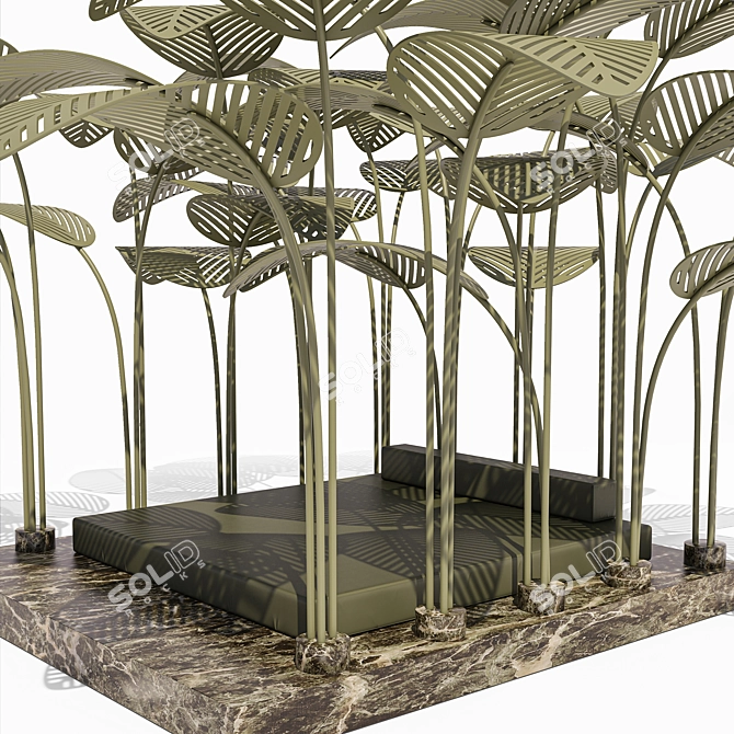 Marble Oasis: Refuge Outdoor Bed 3D model image 2