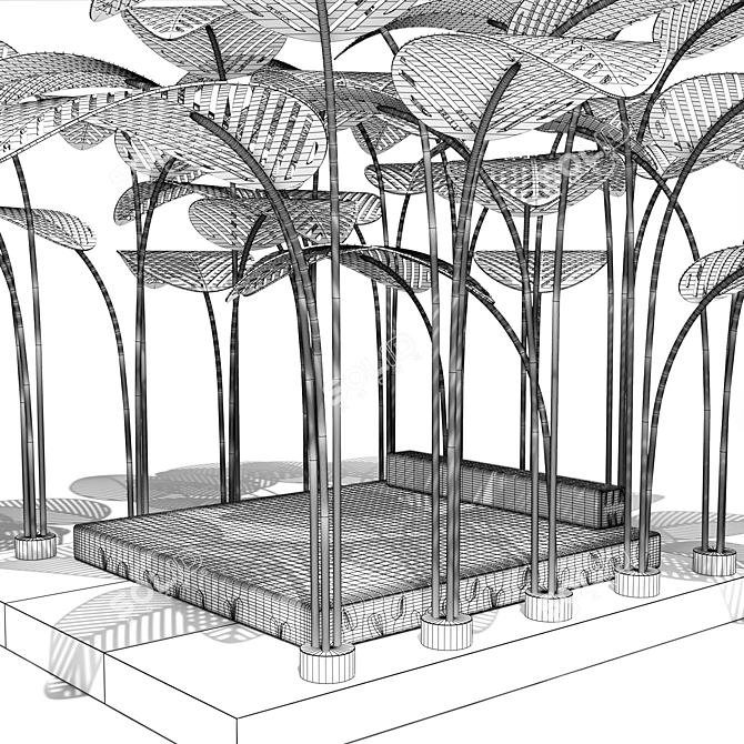 Marble Oasis: Refuge Outdoor Bed 3D model image 3