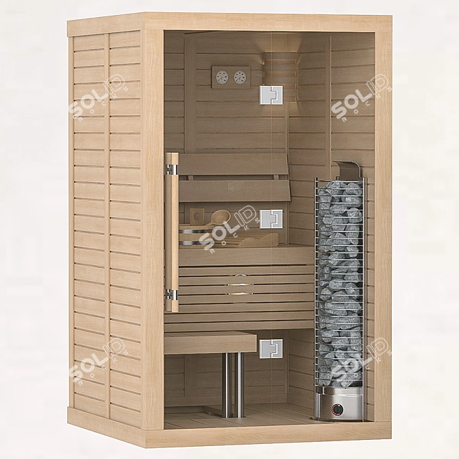 Finnish Sauna with Glass Front 3D model image 1