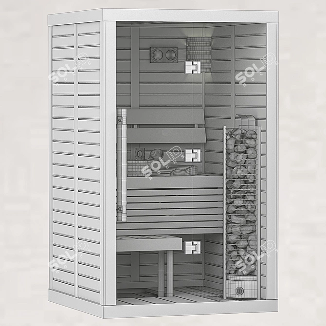 Finnish Sauna with Glass Front 3D model image 2