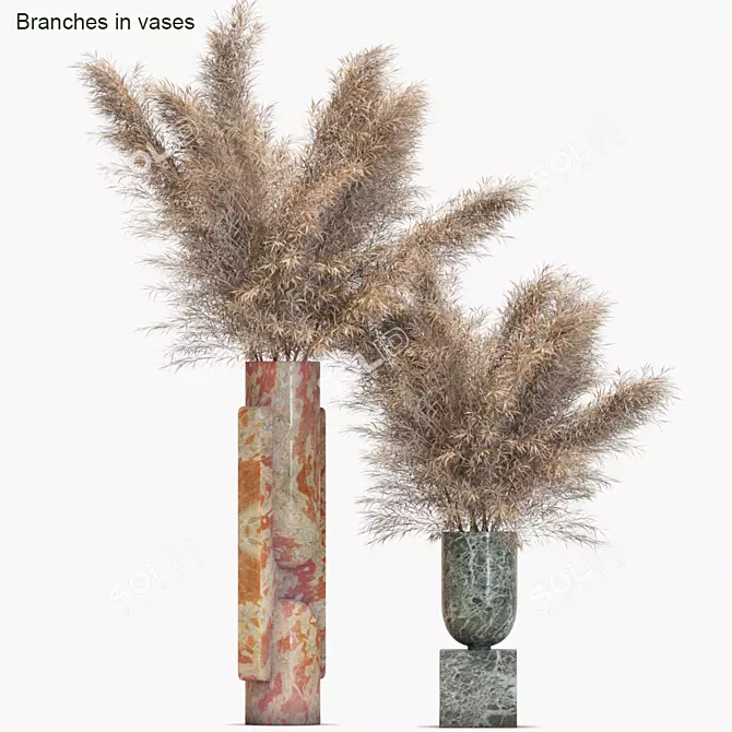 Serene Dry Branches for a Chic Interior 3D model image 1