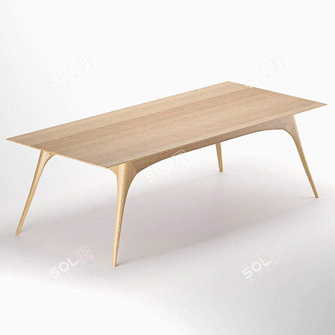 Sleek Gazelle Oak Dining Table 3D model image 1