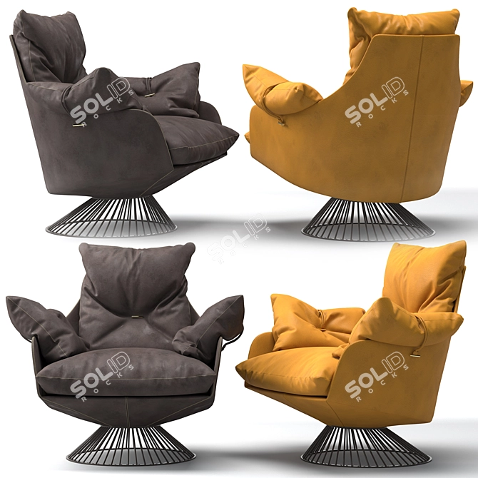 Luxury Glossy Accent Chair 3D model image 2
