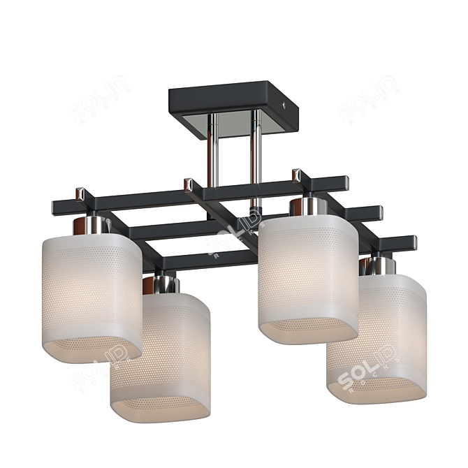 Modern Metal and Wood Ceiling Chandelier 3D model image 1
