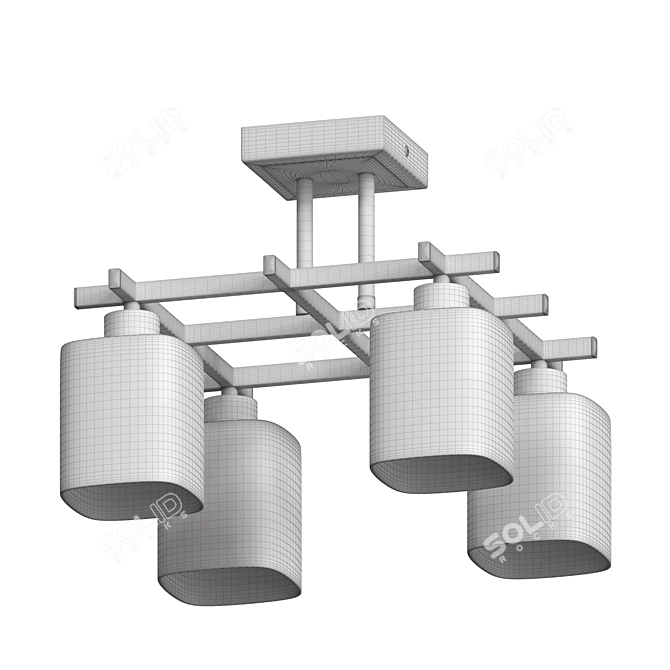 Modern Metal and Wood Ceiling Chandelier 3D model image 3