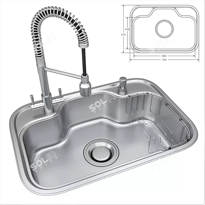 DS740 Luxury Sink with Mixer 3D model image 1