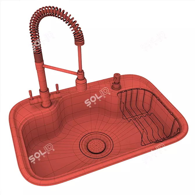 DS740 Luxury Sink with Mixer 3D model image 2