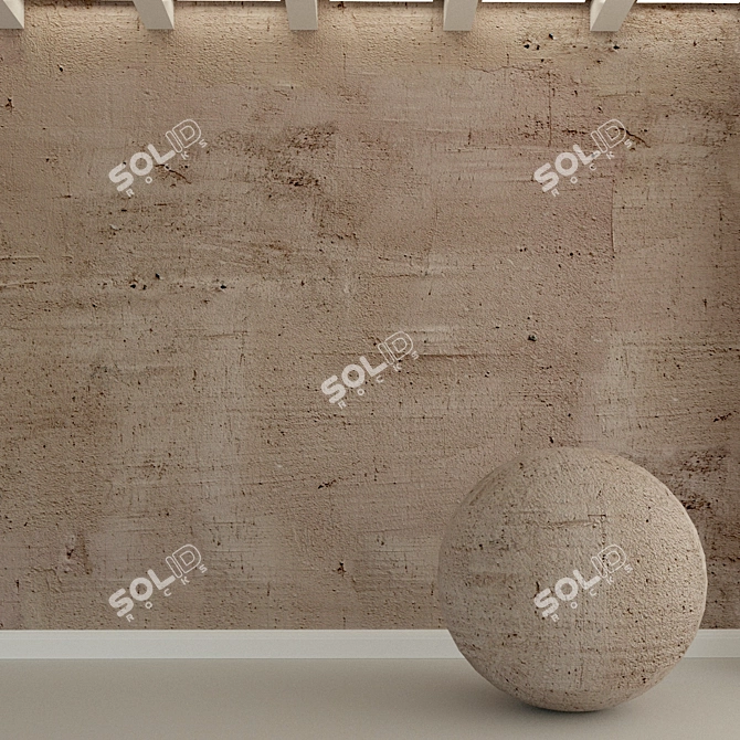 Aged Stucco Concrete Wall 3D model image 1